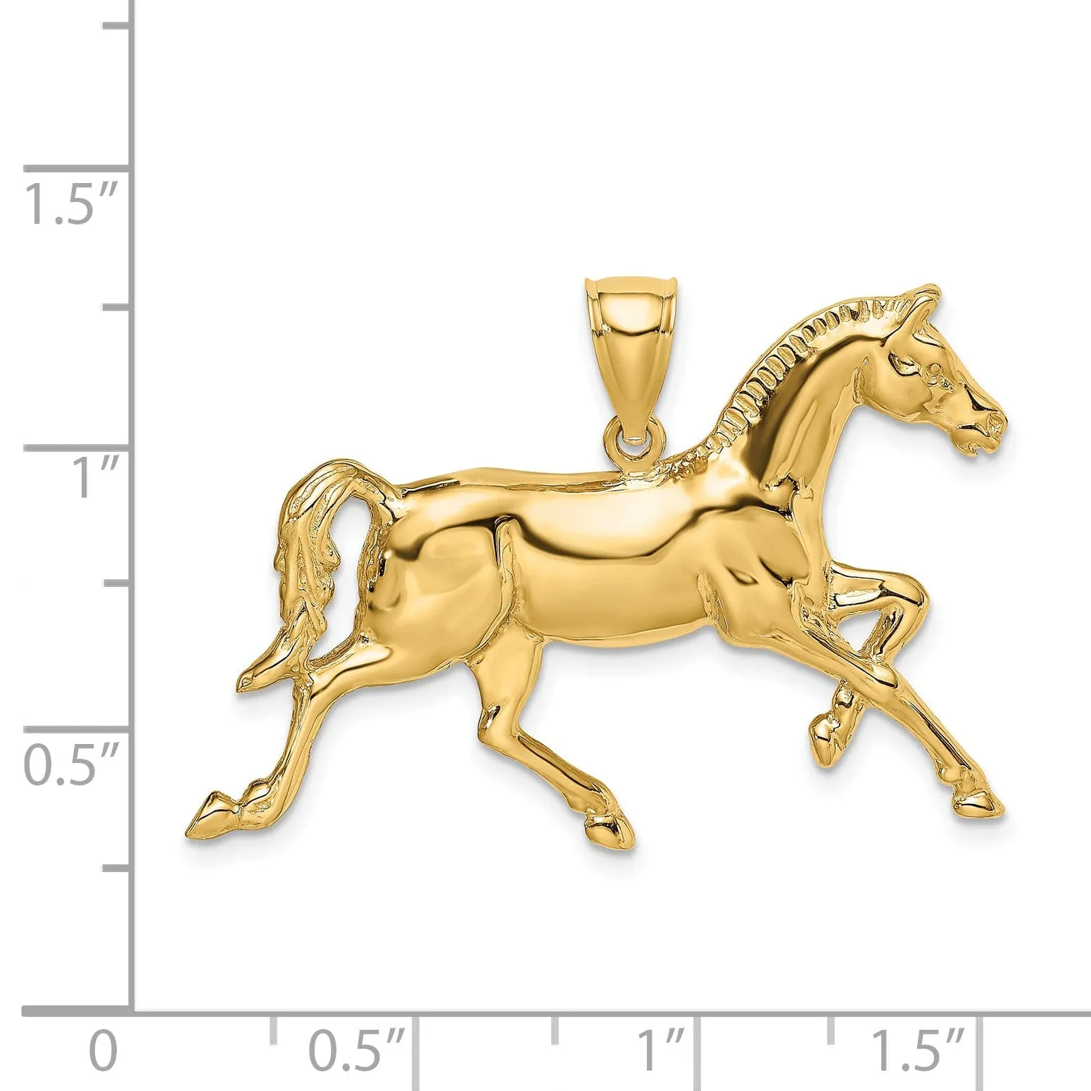 14K Yellow Gold Open Back Polished Finish Horse Charm Pendant