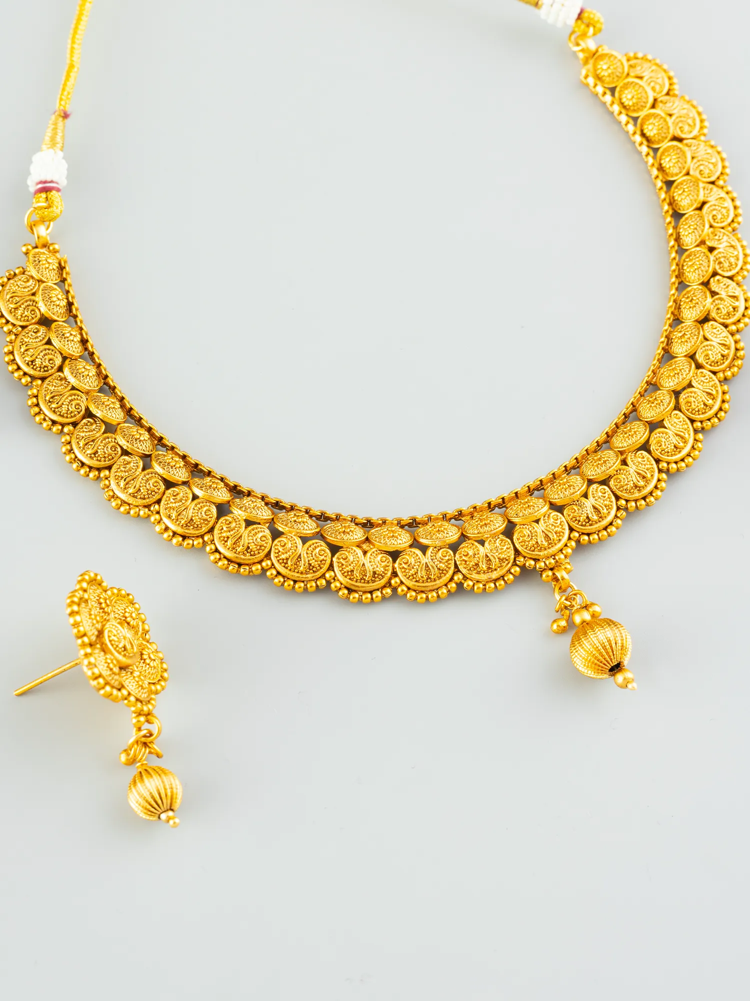 24K Gold Plated floral Design Necklace and Earrings Set
