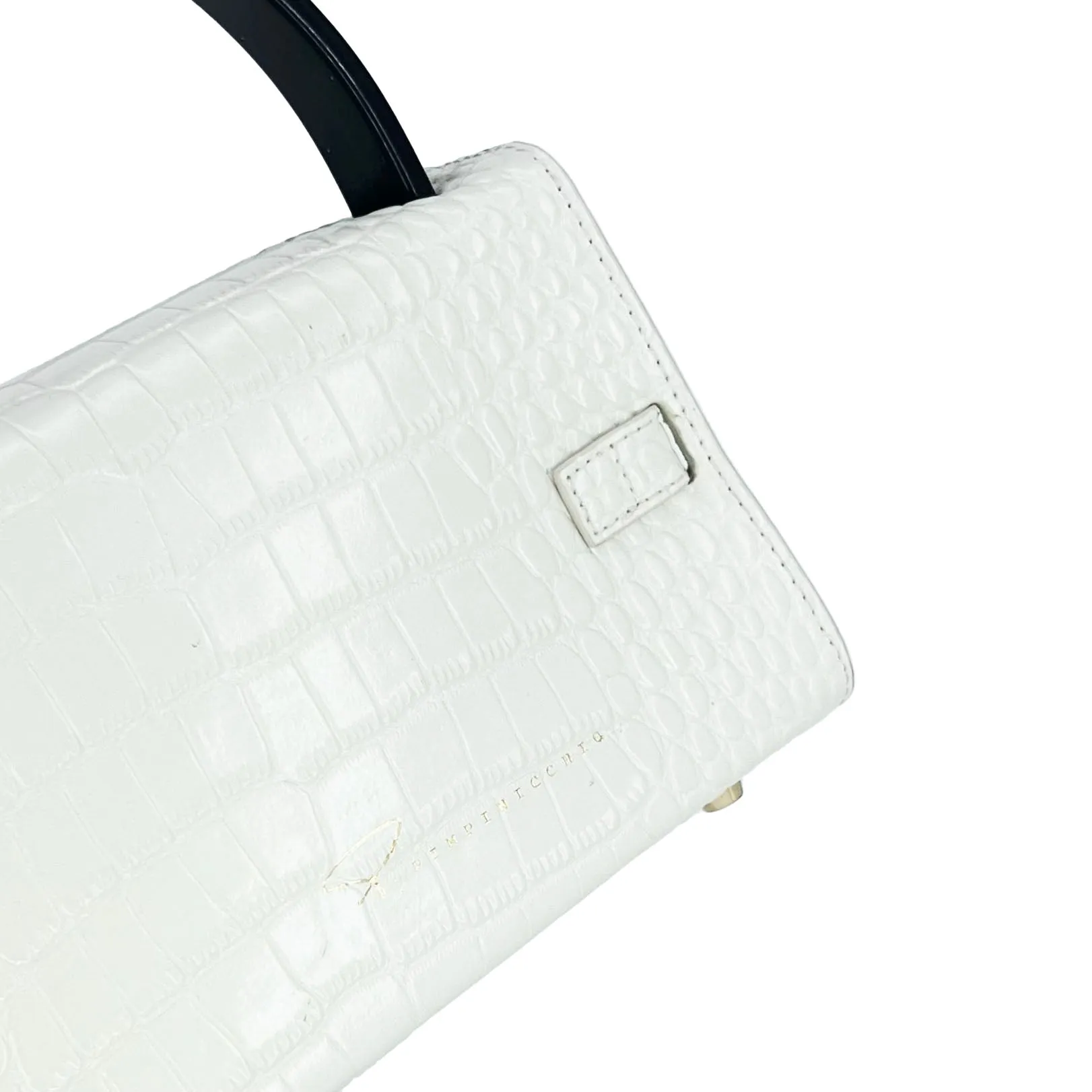301W STUDDED SIGNATURE HANDLE BAG IN WHITE