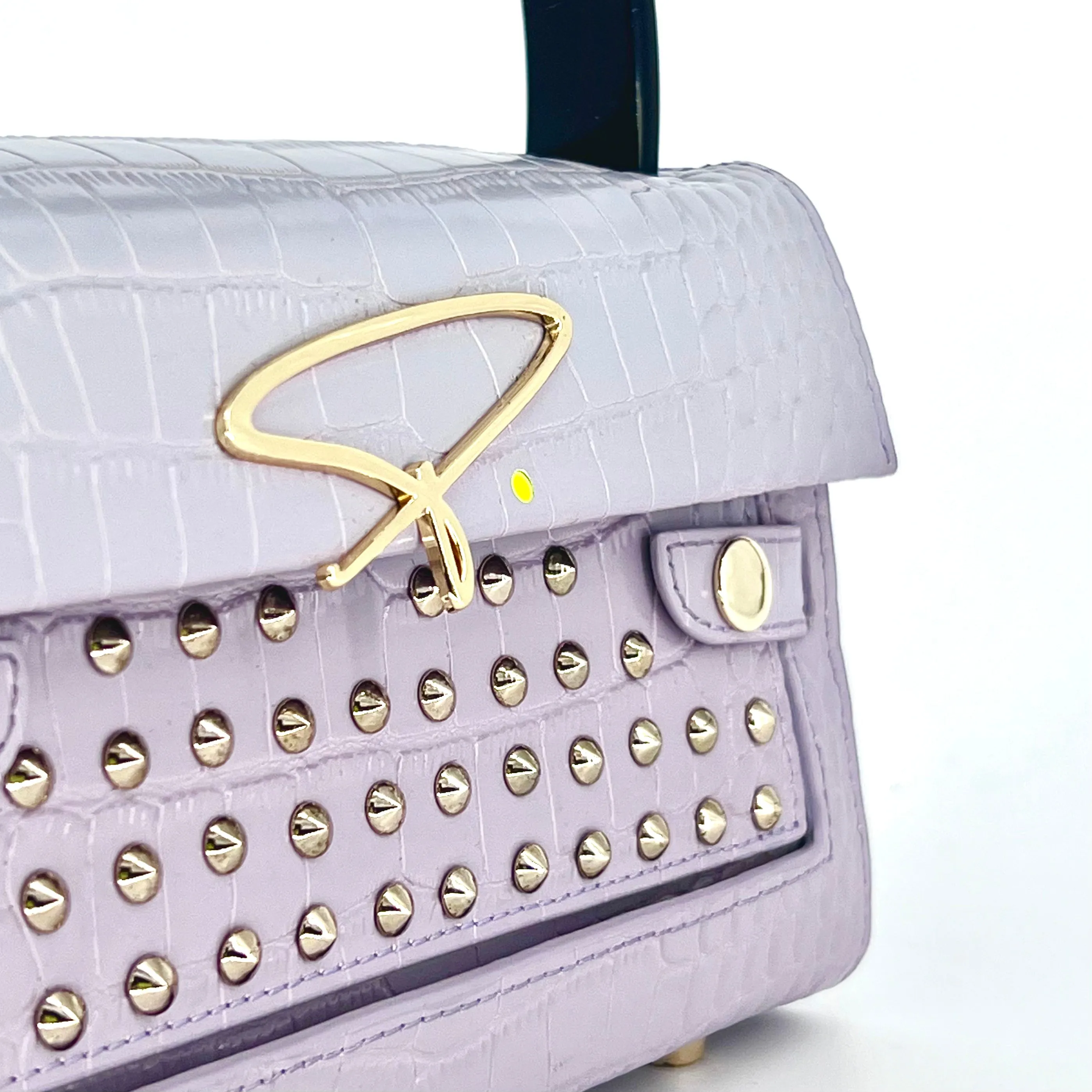 301W STUDDED SIGNATURE HANDLE BAG IN WHITE