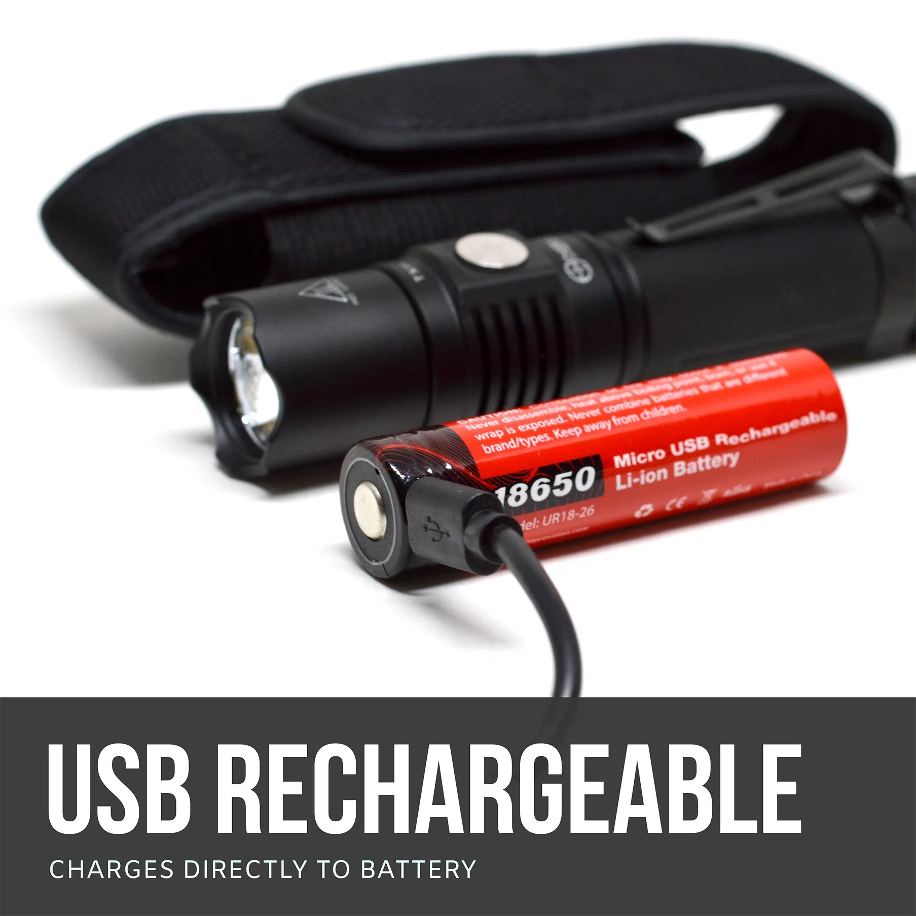 3.7V 2600MAH USB RECHARGEABLE 18650 BATTERY LI-ION  5.2A & USB CHARGER CABLE