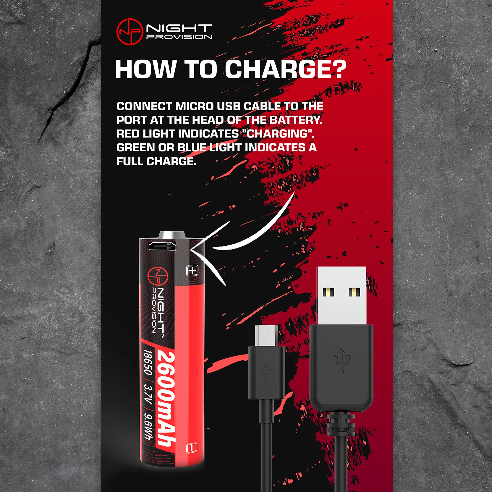 3.7V 2600MAH USB RECHARGEABLE 18650 BATTERY LI-ION  5.2A & USB CHARGER CABLE