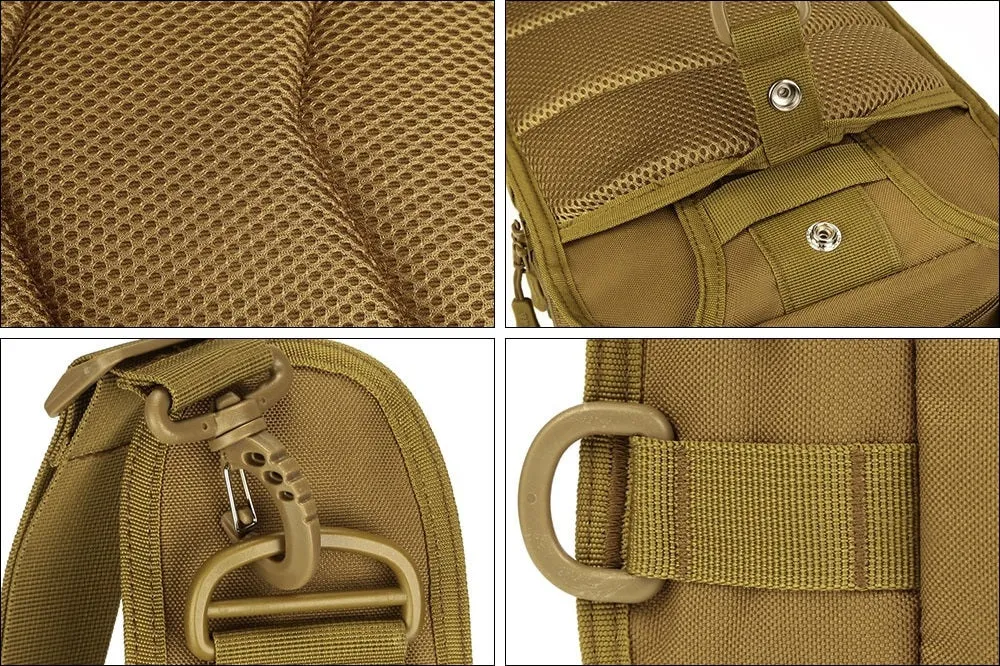 600D Tactical Multi-function Sling Bag USB Charging Waterproof