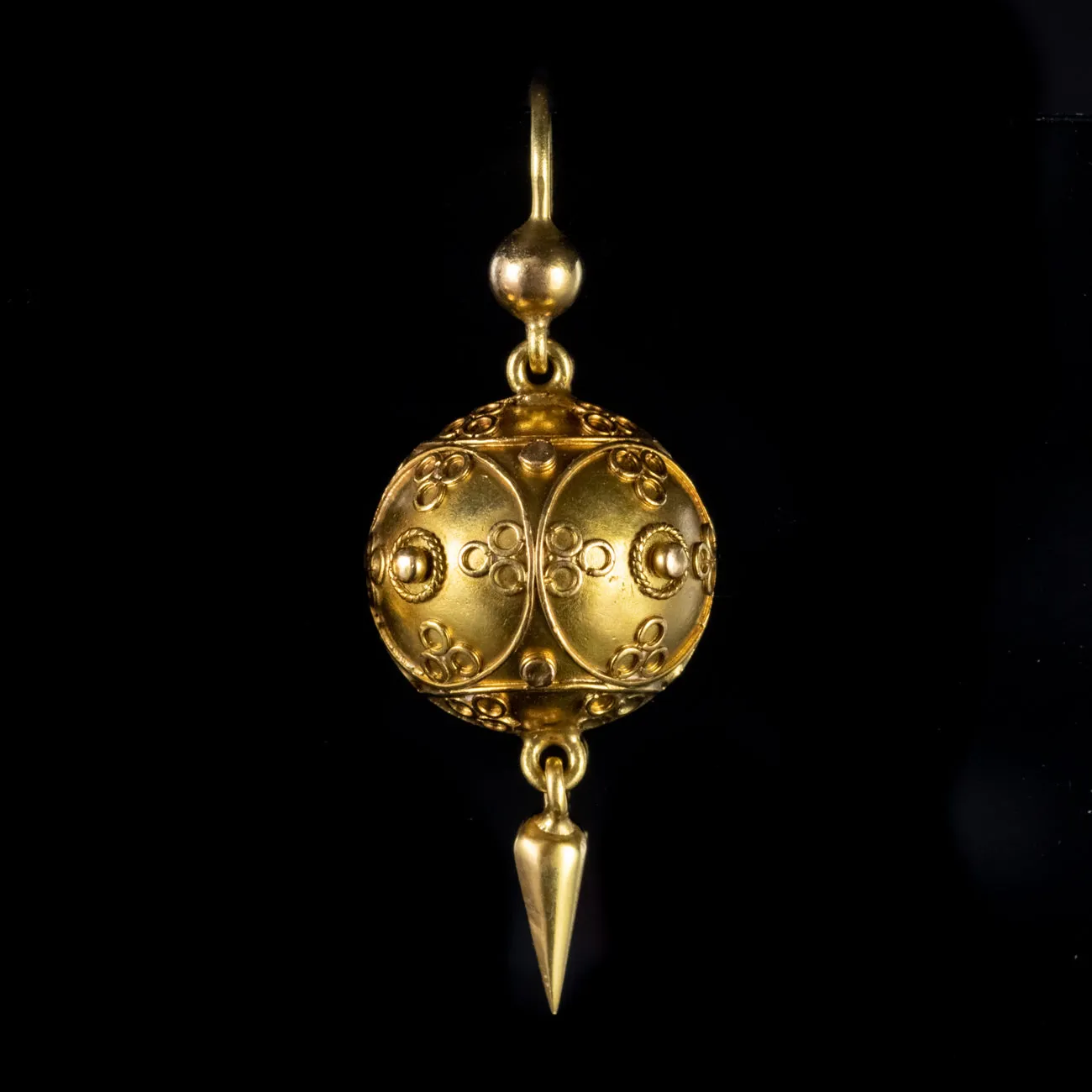 Antique Victorian Cannetille Drop Earrings 18Ct Gold Circa 1880