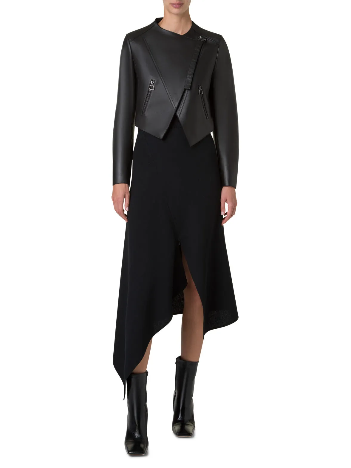 Asymmetrical Leather Biker Jacket