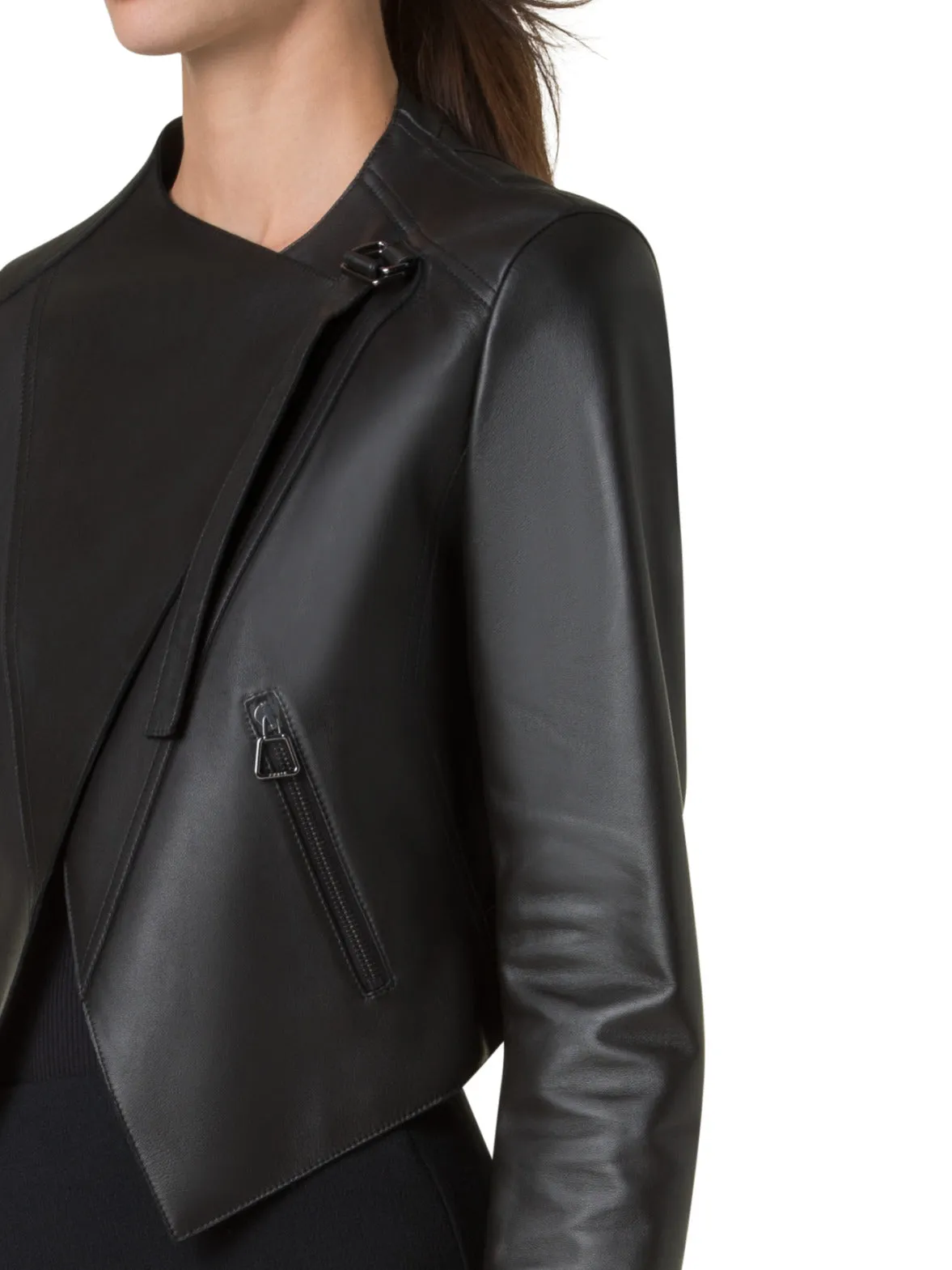 Asymmetrical Leather Biker Jacket
