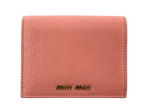 Authentic New Miu Miu Pink Leather Bi-Fold Wallet