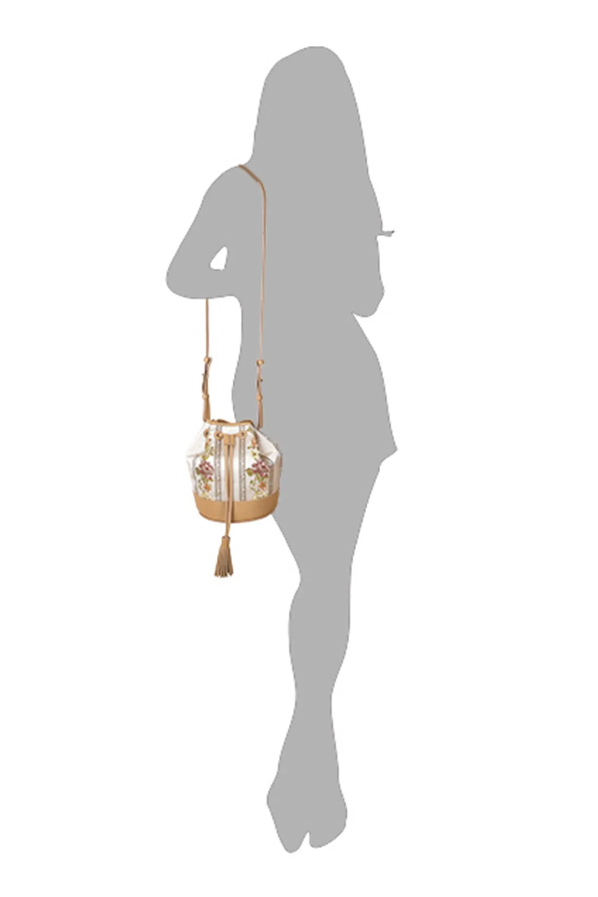 Begonia Beige Leather Bucket Bag