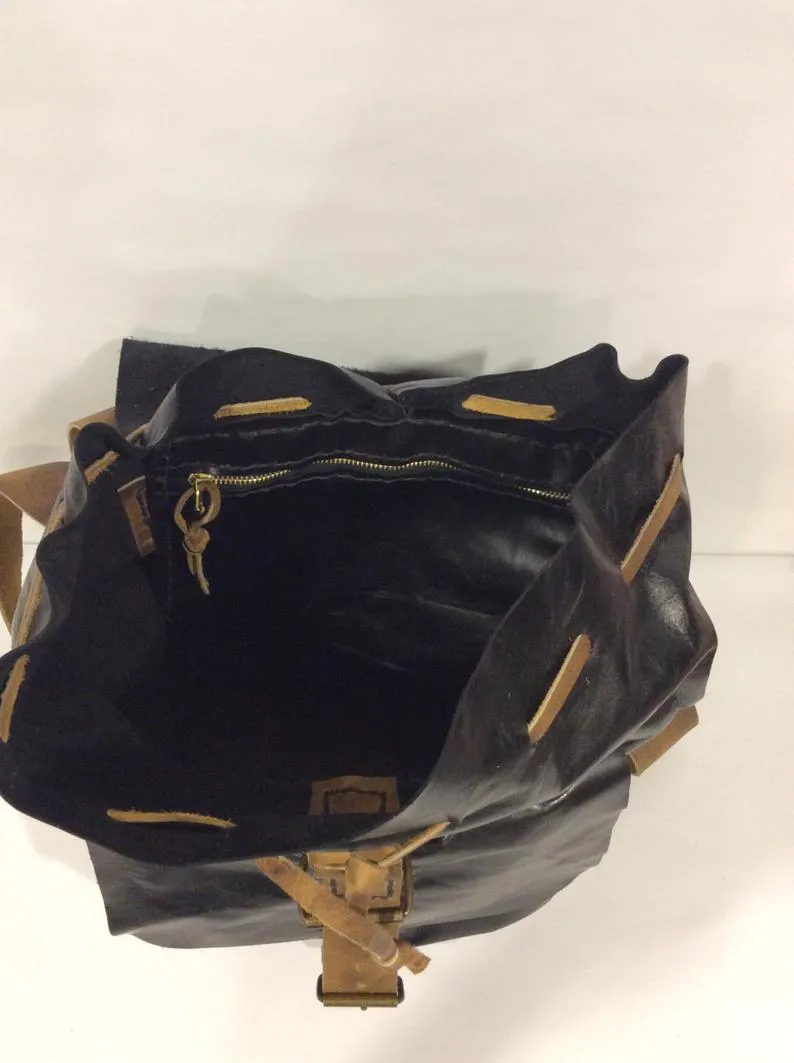 Black Leather Backpack for Weekend Trip-Custom Leather Backpack
