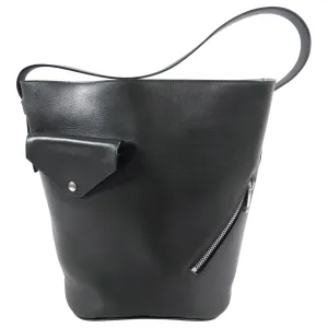 Celine Dark Forest Green Leather Biker Bucket Bag