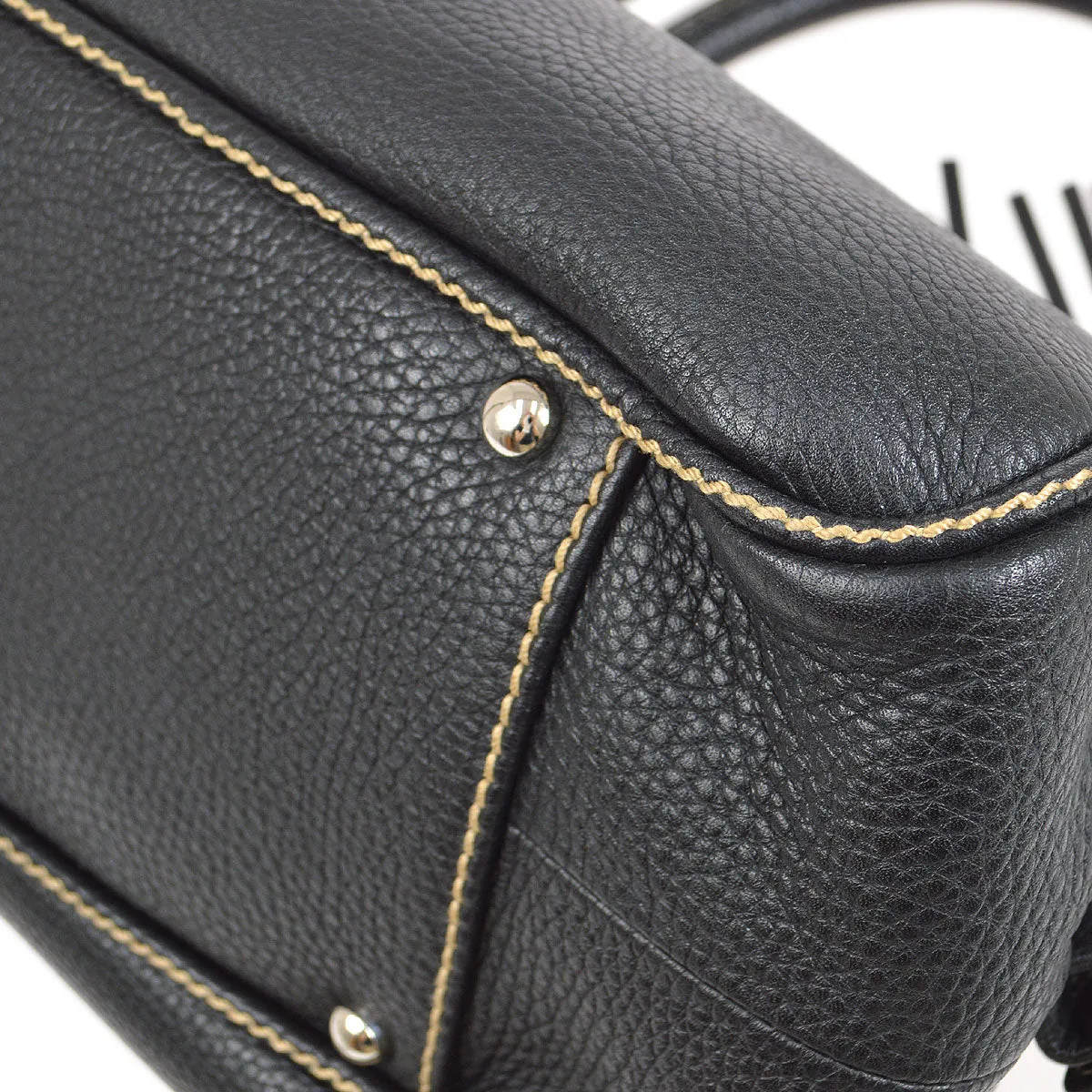 CHANEL 2003-2004 Black Caviar Skin Tassel Handbag 30420
