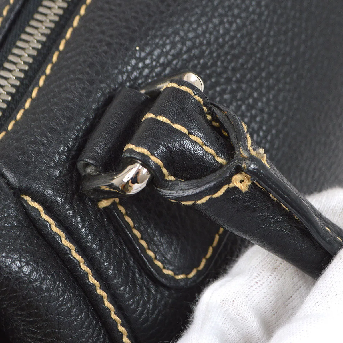 CHANEL 2003-2004 Black Caviar Skin Tassel Handbag 30420