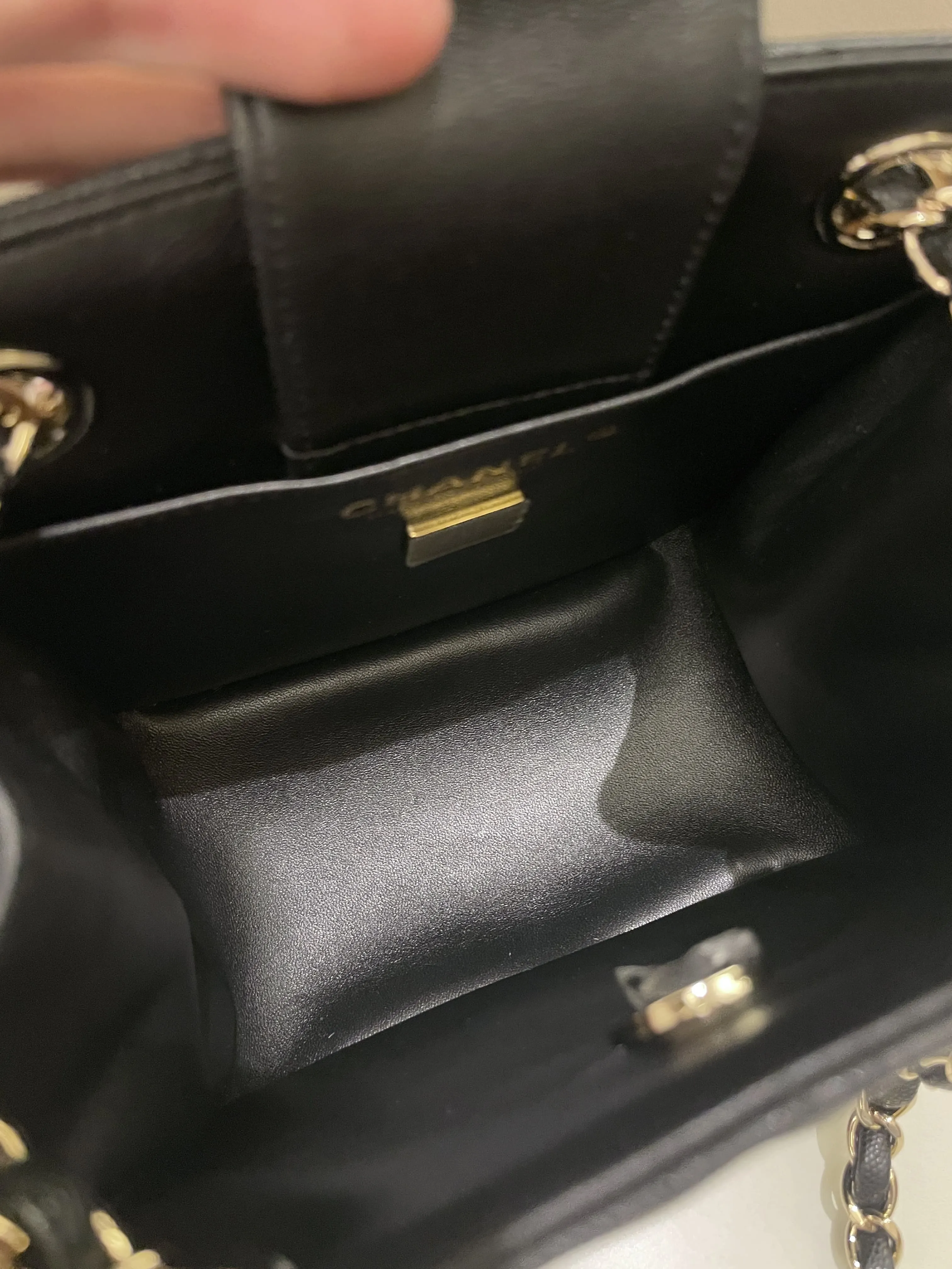 Chanel 22S Mini Bucket Bag Black Caviar