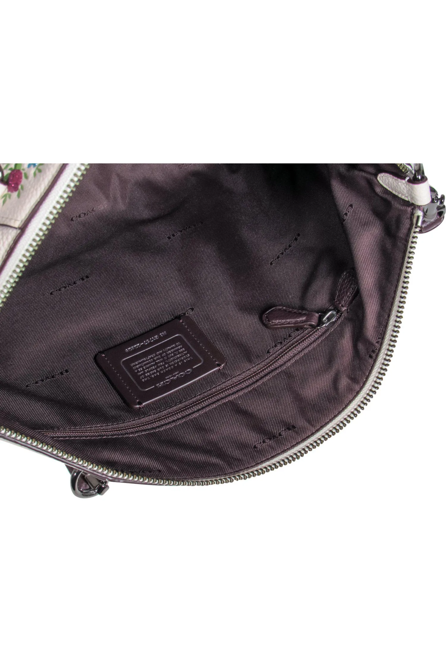 Coach - Light Pink Leather Convertible Crossbody w/ Sparkly Floral Embroidery
