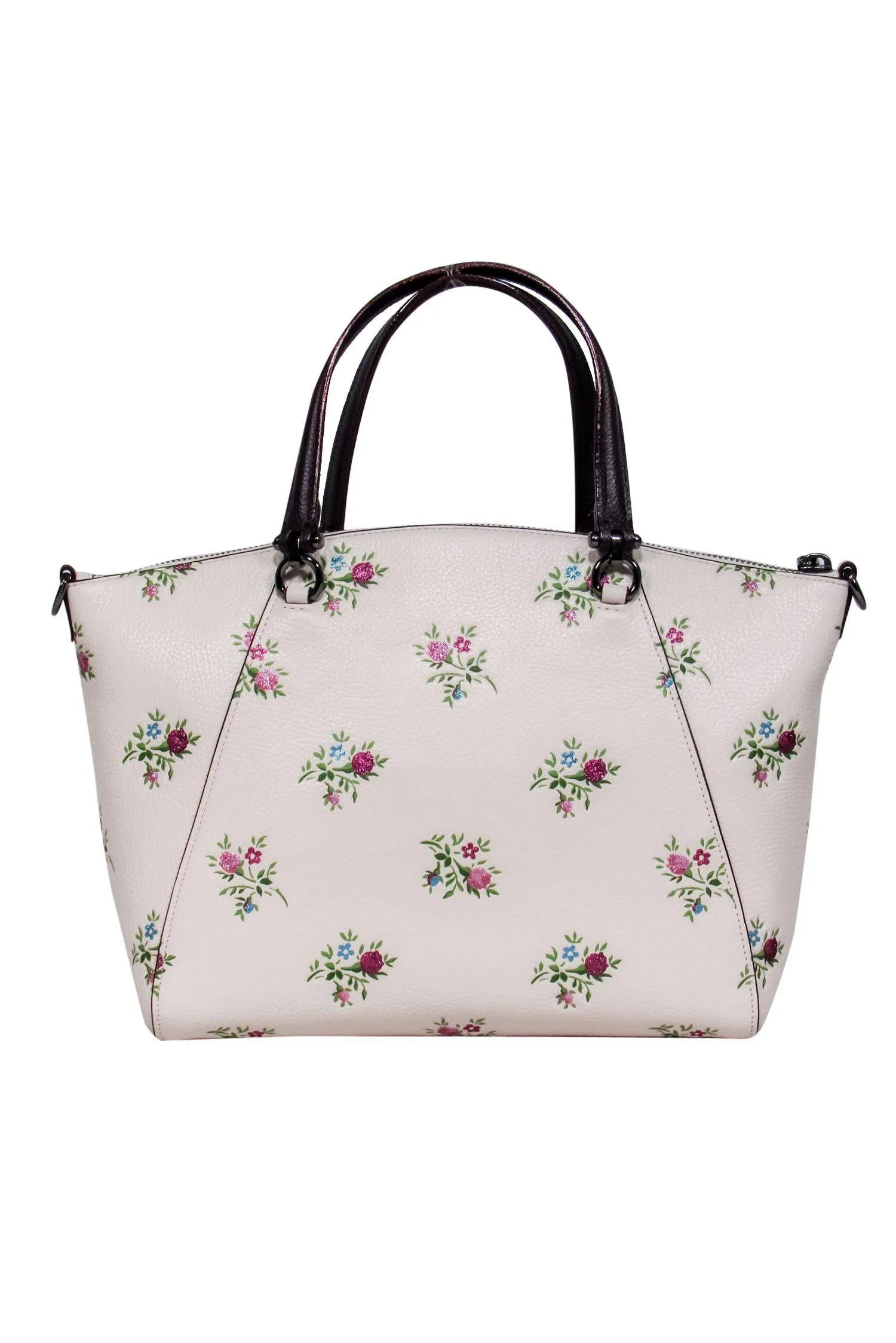 Coach - Light Pink Leather Convertible Crossbody w/ Sparkly Floral Embroidery