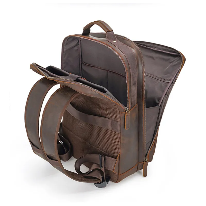 Crazy Horse Leather Backpack Handmade Leather Rucksack Large Leather Laptop Backpack Leather Travel Backpack