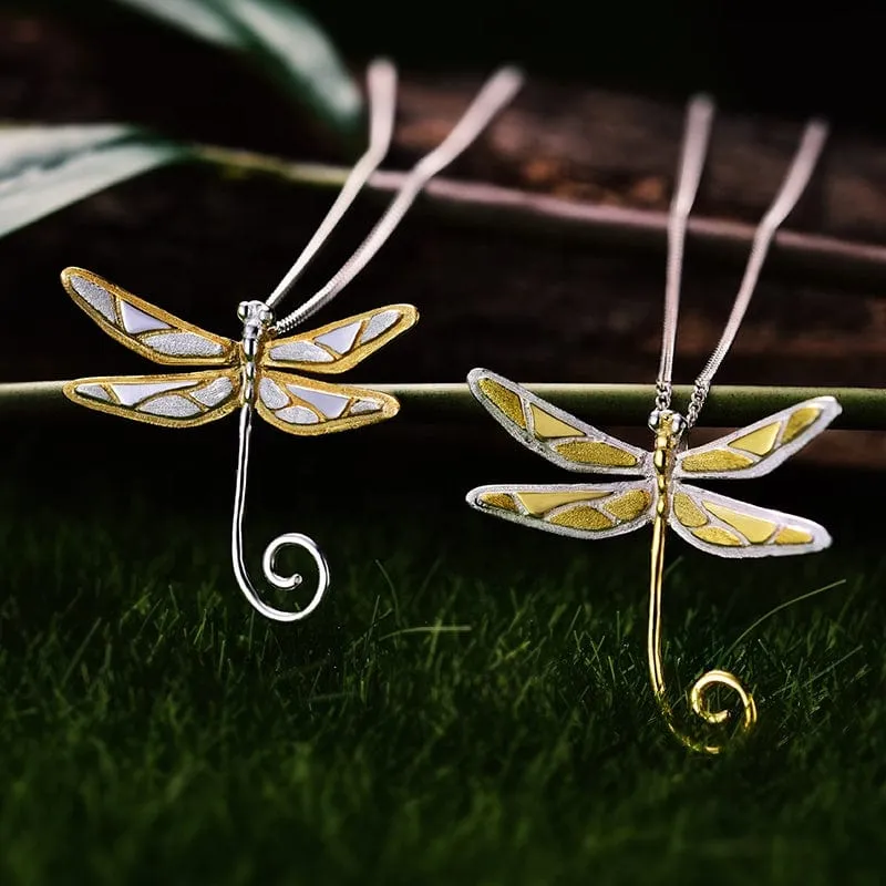 Dainty Dragonfly Sterling Silver Jewelry Earrings and Necklace Handmade Works of Art!