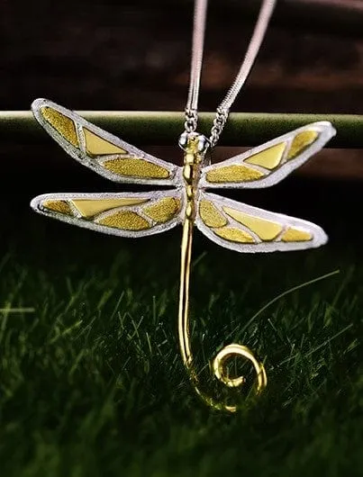 Dainty Dragonfly Sterling Silver Jewelry Earrings and Necklace Handmade Works of Art!