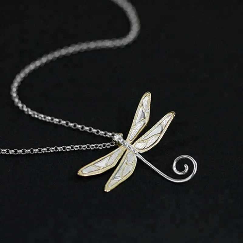 Dainty Dragonfly Sterling Silver Jewelry Earrings and Necklace Handmade Works of Art!