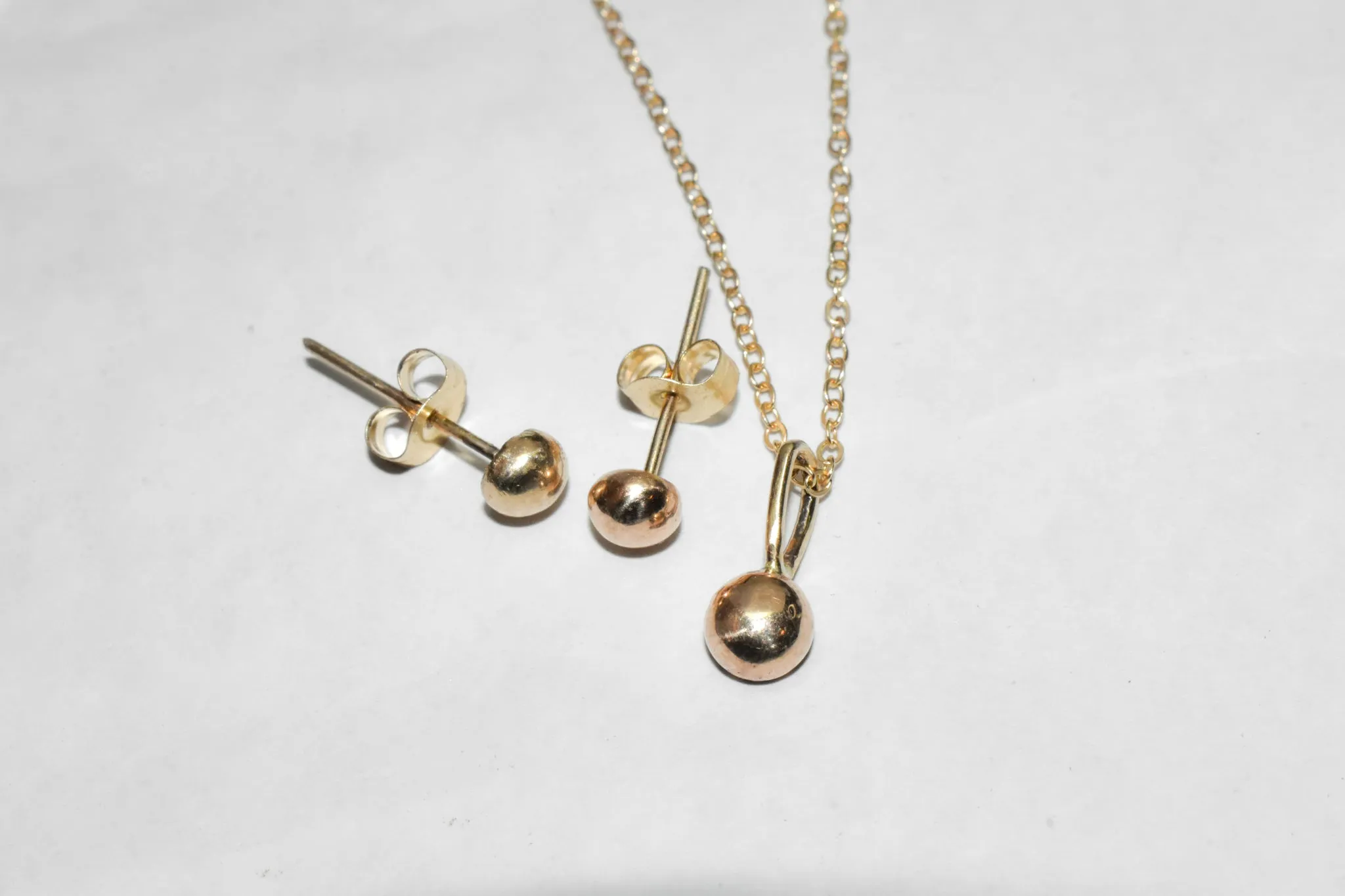 Dew Drop Studs | Handmade Simple Solid 14k Yellow Gold Everyday Ball Studs