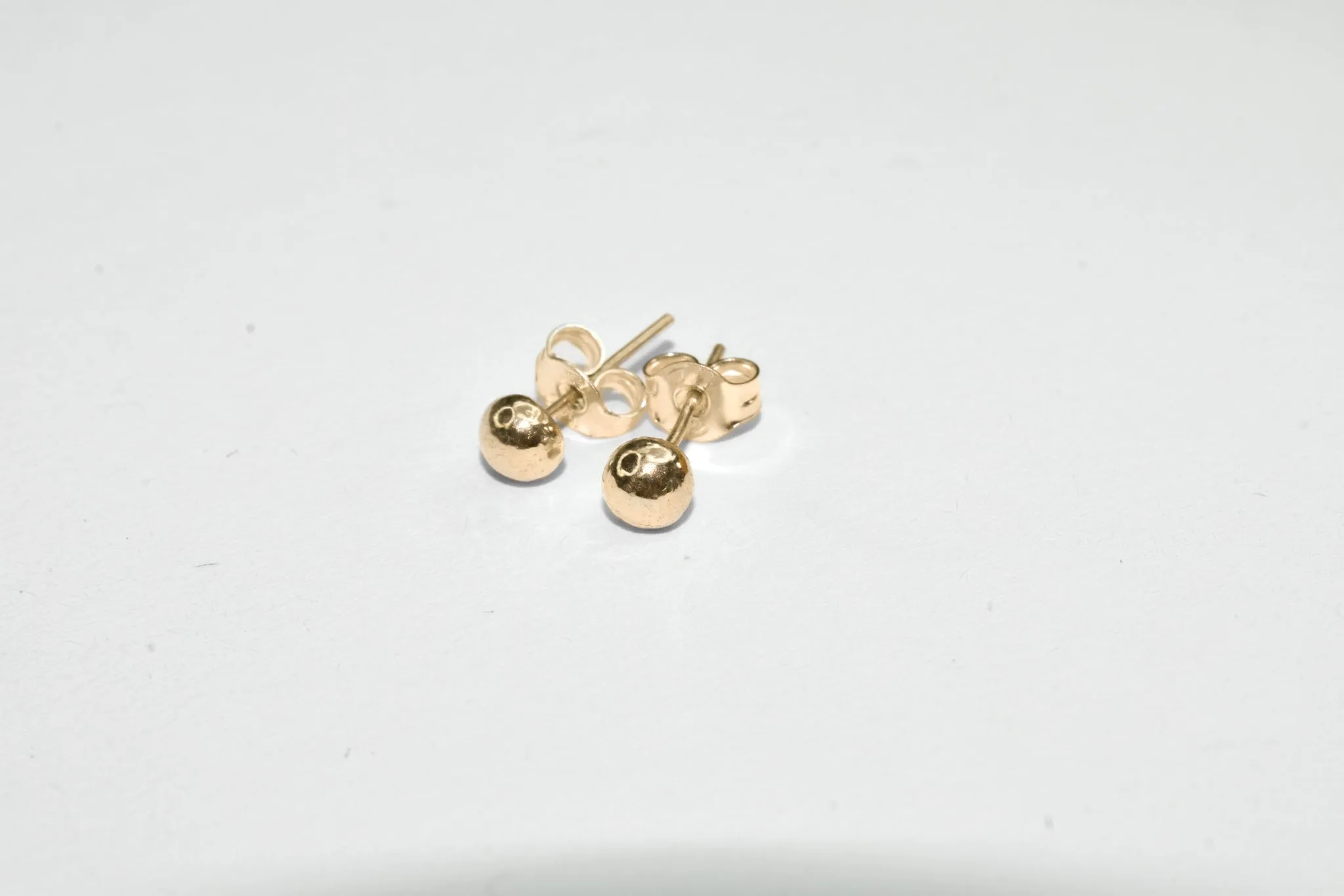 Dew Drop Studs | Handmade Simple Solid 14k Yellow Gold Everyday Ball Studs