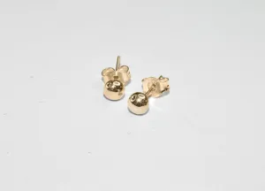 Dew Drop Studs | Handmade Simple Solid 14k Yellow Gold Everyday Ball Studs