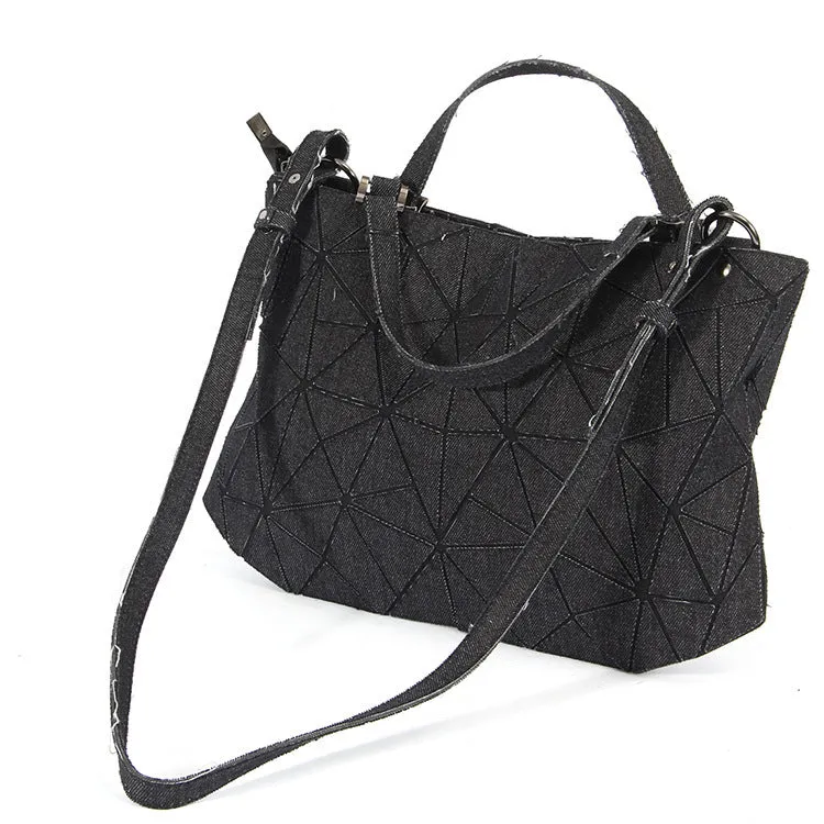 Diamond embossed denim bag
