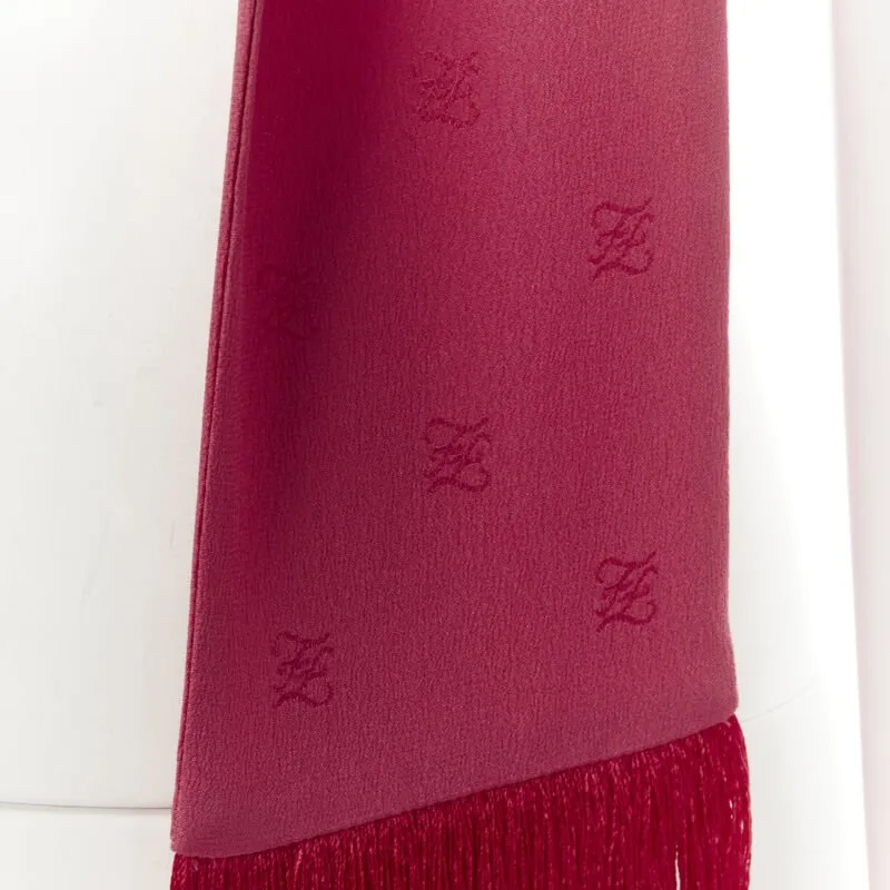 FENDI 100% silk FF monogram jacquard fringe extra long scarf