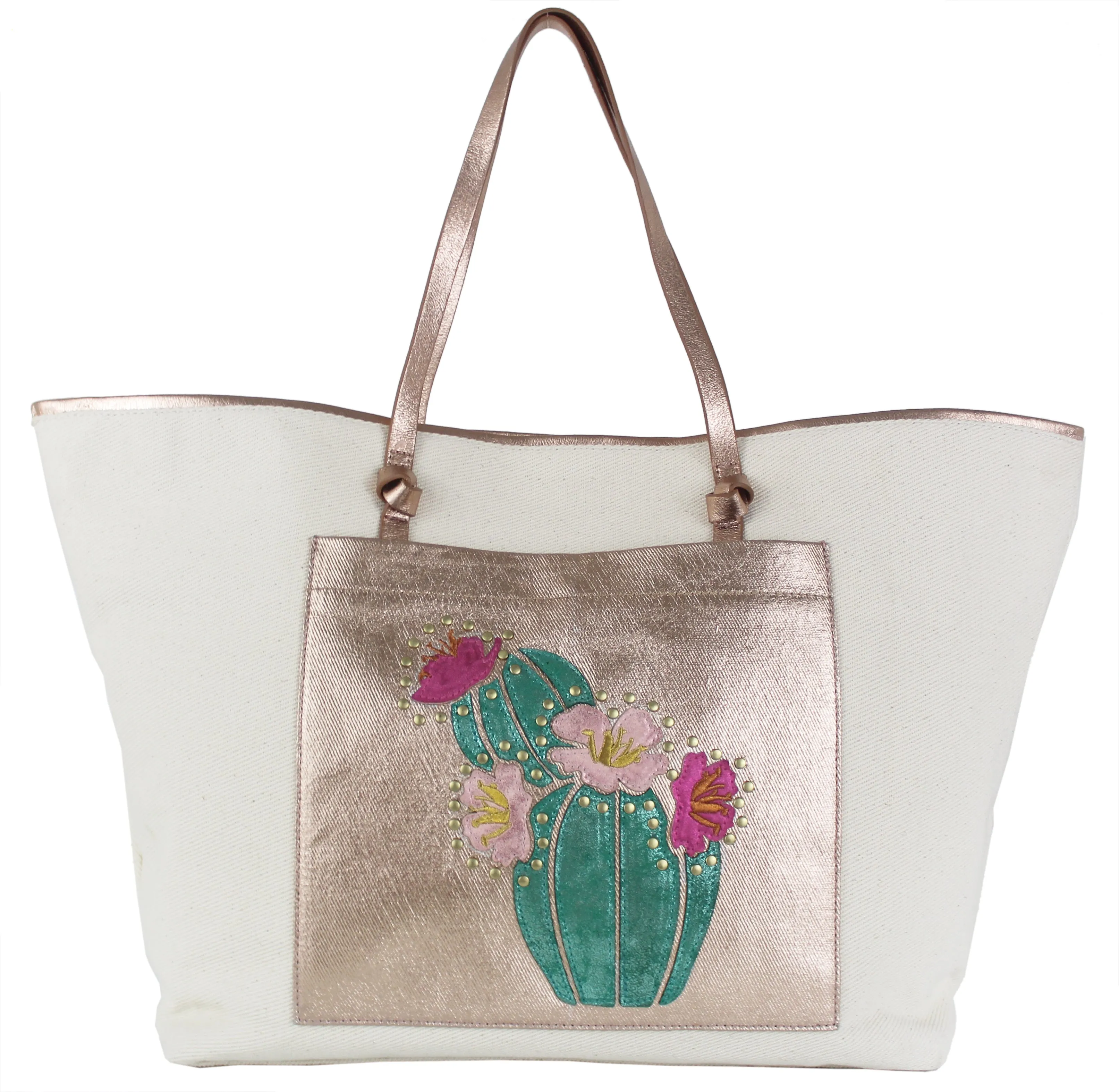 Flora Canvas Tote in Natural Cactus