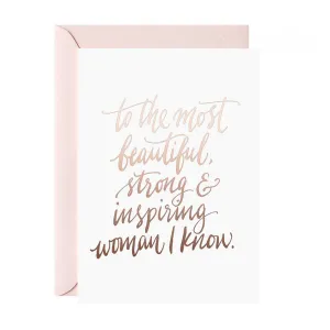 galina dixon | letterpress card | to the most beautiful woman | rose gold
