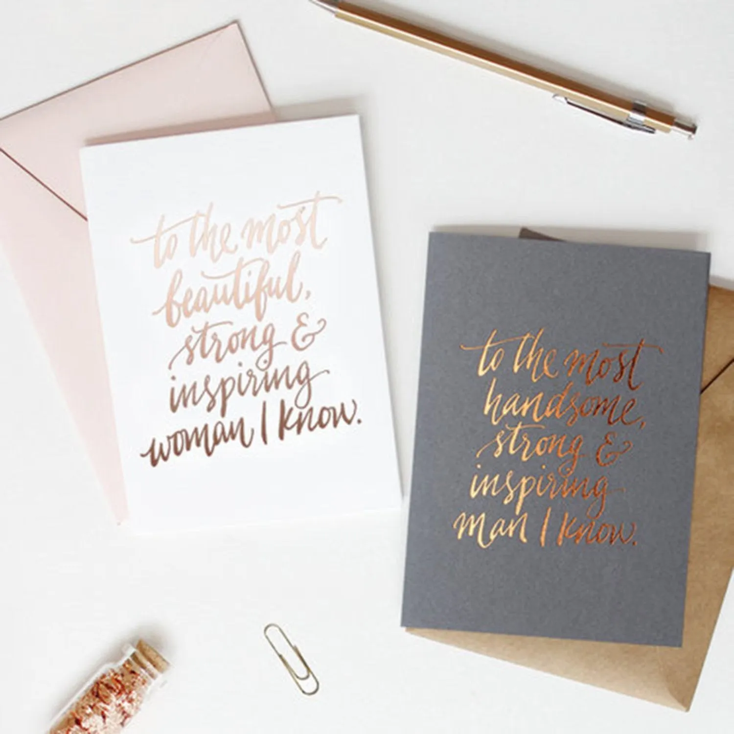 galina dixon | letterpress card | to the most beautiful woman | rose gold