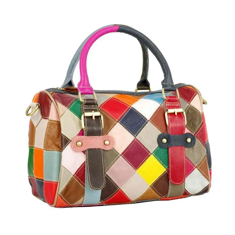 Genuine Leather Patchwork Handbag