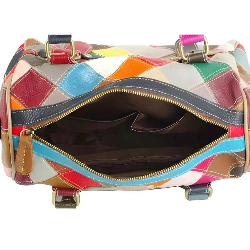 Genuine Leather Patchwork Handbag