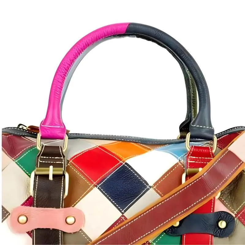 Genuine Leather Patchwork Handbag