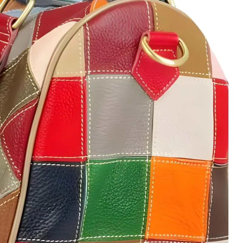 Genuine Leather Patchwork Handbag