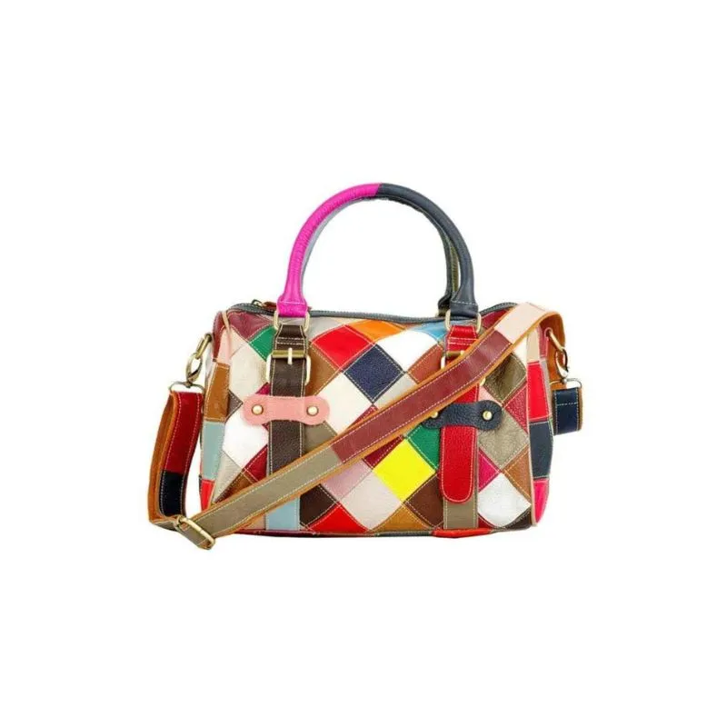 Genuine Leather Patchwork Handbag