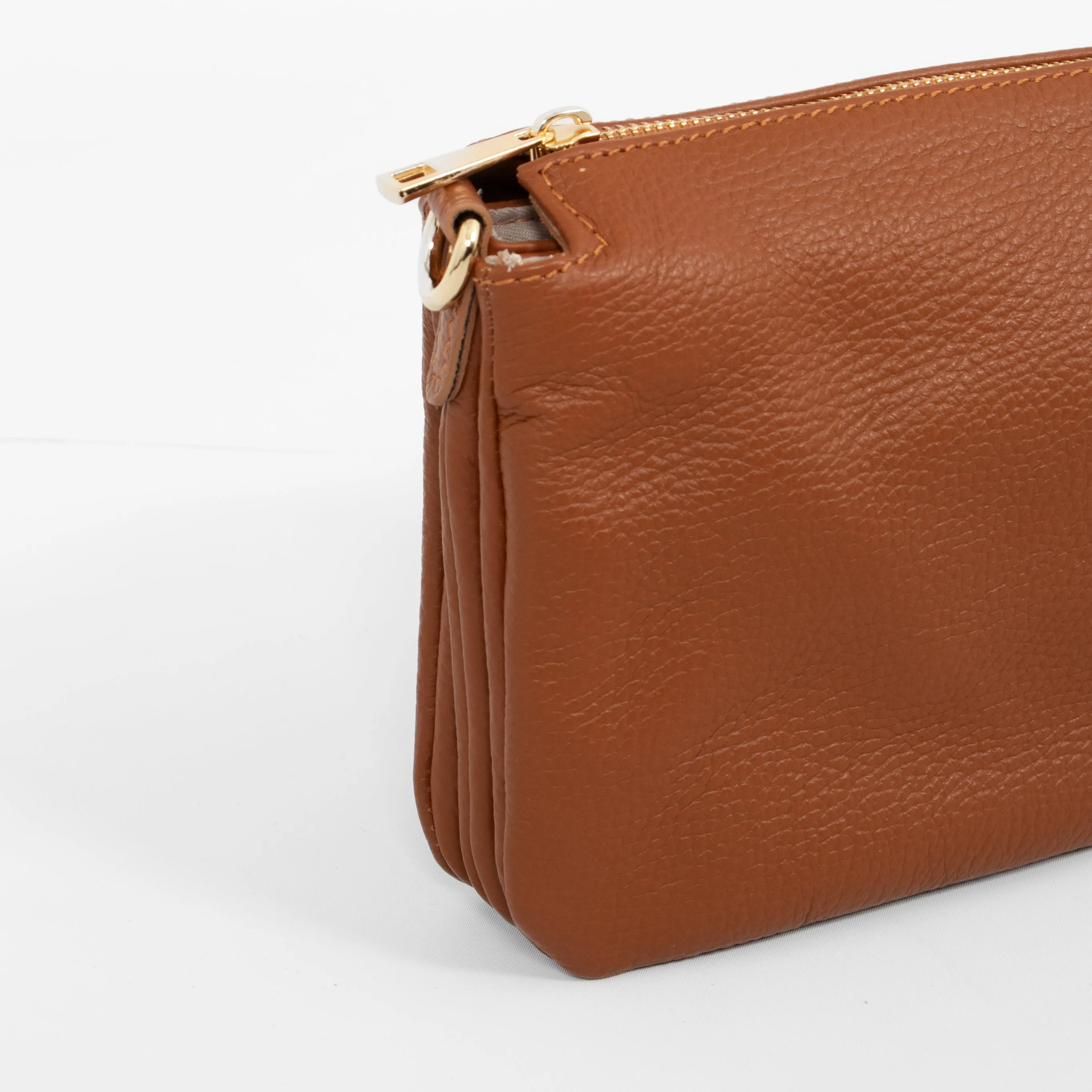 Gia Crossbody Bag - Tan, Pebbled