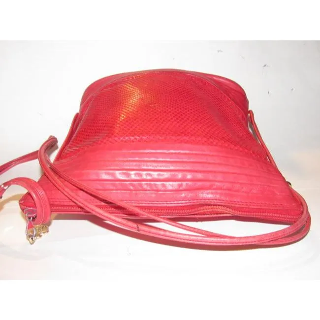 Gucci Vintage Pursesdesigner Purses Red Python Skin Leather And Red Leather Satchel