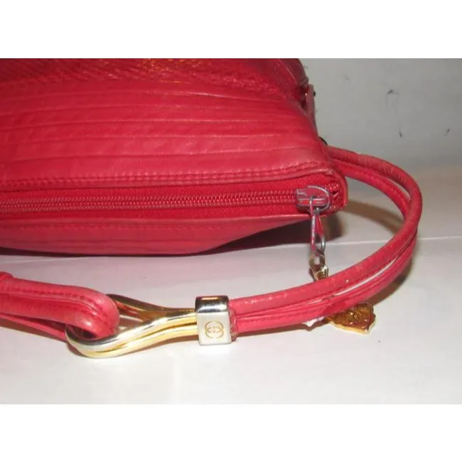 Gucci Vintage Pursesdesigner Purses Red Python Skin Leather And Red Leather Satchel