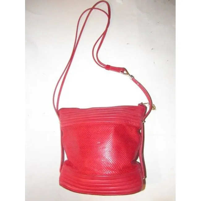 Gucci Vintage Pursesdesigner Purses Red Python Skin Leather And Red Leather Satchel