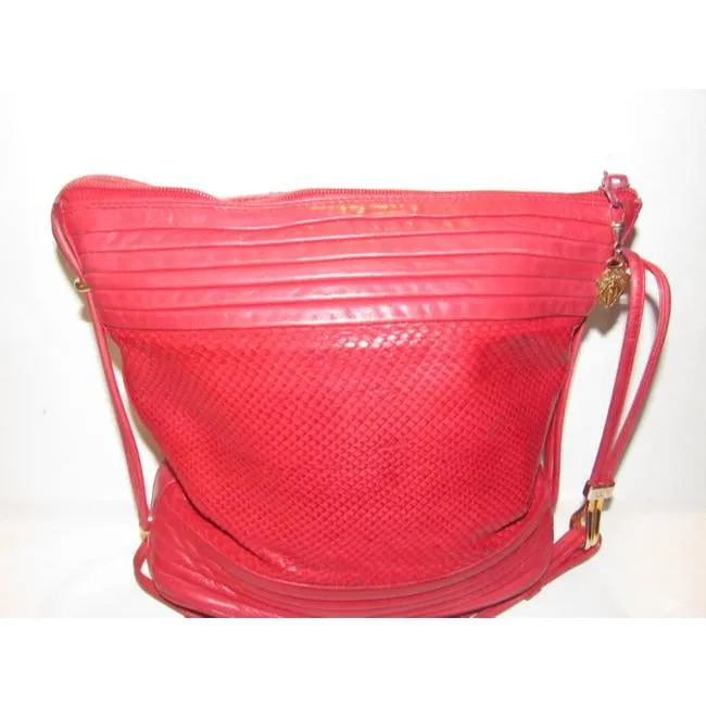 Gucci Vintage Pursesdesigner Purses Red Python Skin Leather And Red Leather Satchel