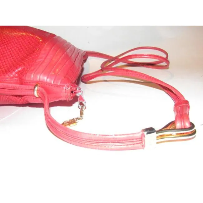 Gucci Vintage Pursesdesigner Purses Red Python Skin Leather And Red Leather Satchel