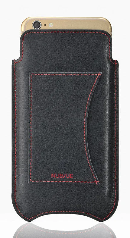 iPhone 6/6s Plus Sleeve Wallet Case in Black Leather | Screen Cleaning Sanitizing Lining