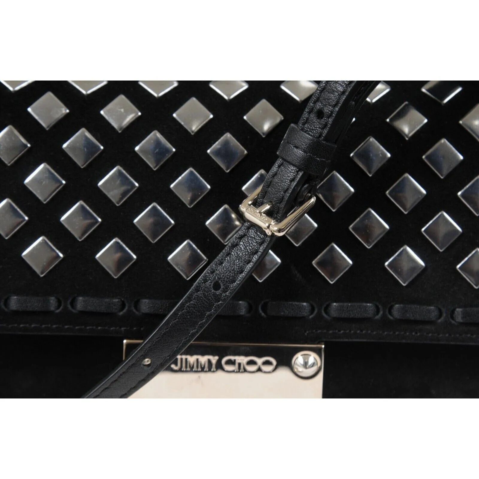 Jimmy Choo Womens Ruby Studded Black Suede Mini Top Handle Crossbody Bag