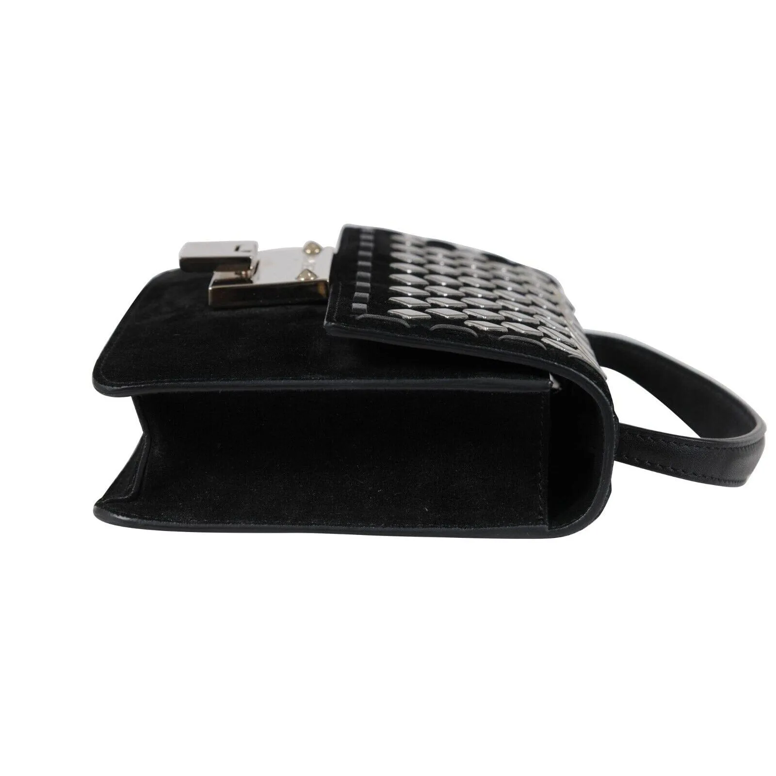 Jimmy Choo Womens Ruby Studded Black Suede Mini Top Handle Crossbody Bag
