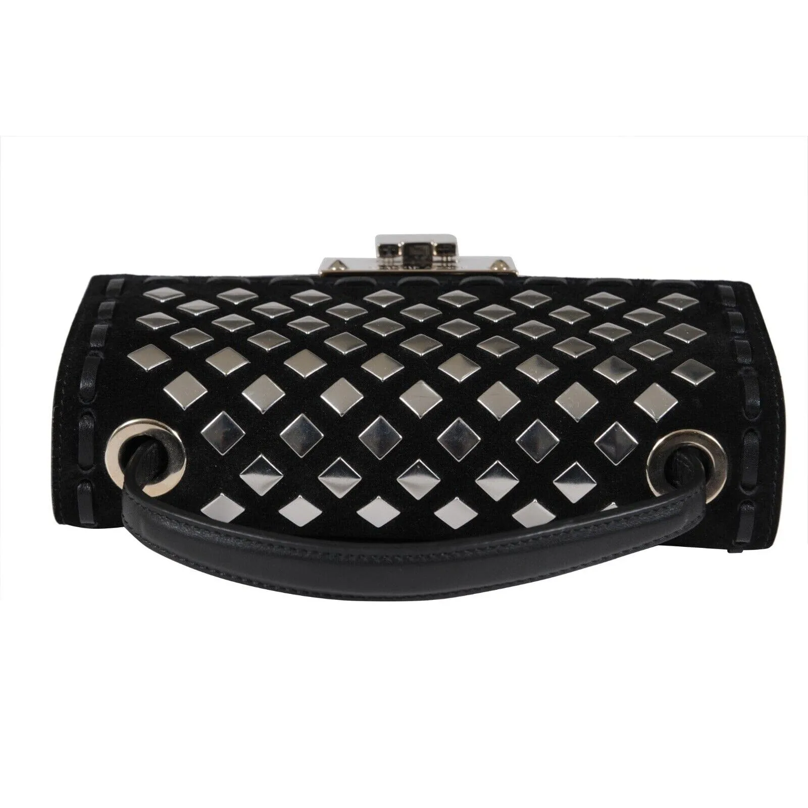 Jimmy Choo Womens Ruby Studded Black Suede Mini Top Handle Crossbody Bag