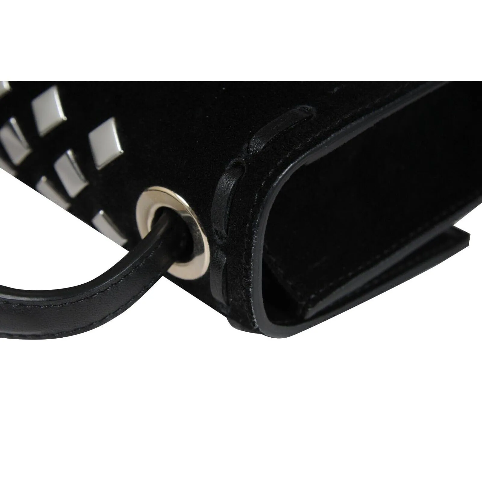 Jimmy Choo Womens Ruby Studded Black Suede Mini Top Handle Crossbody Bag