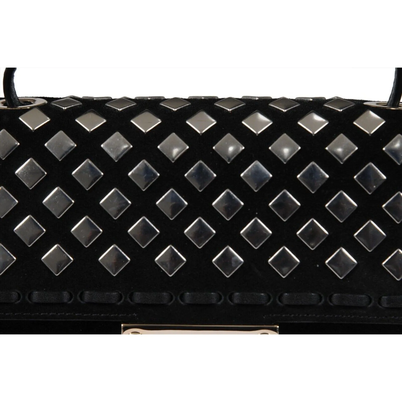 Jimmy Choo Womens Ruby Studded Black Suede Mini Top Handle Crossbody Bag
