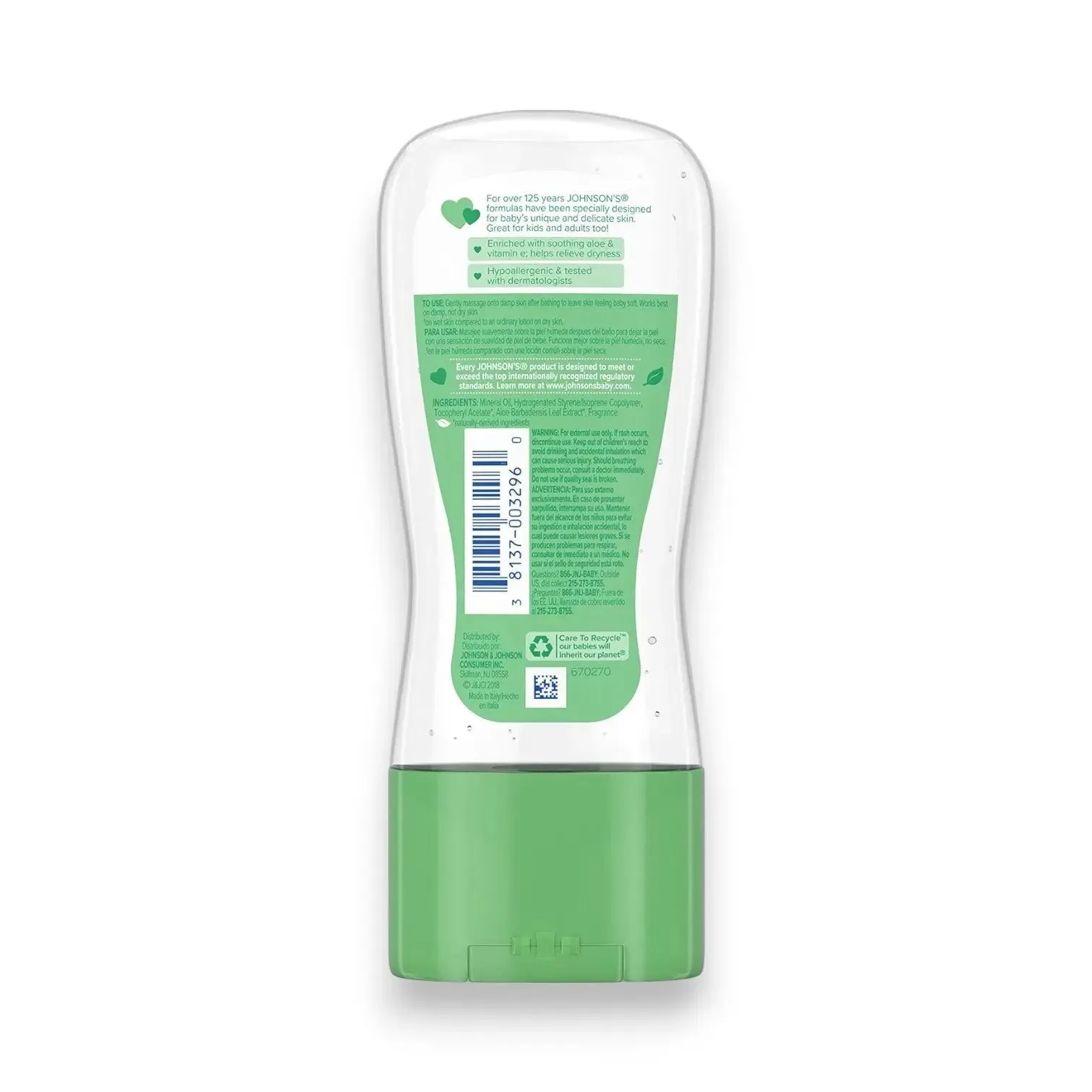 Johnsons Aloe and Vitamin E Oil Gel 192ml
