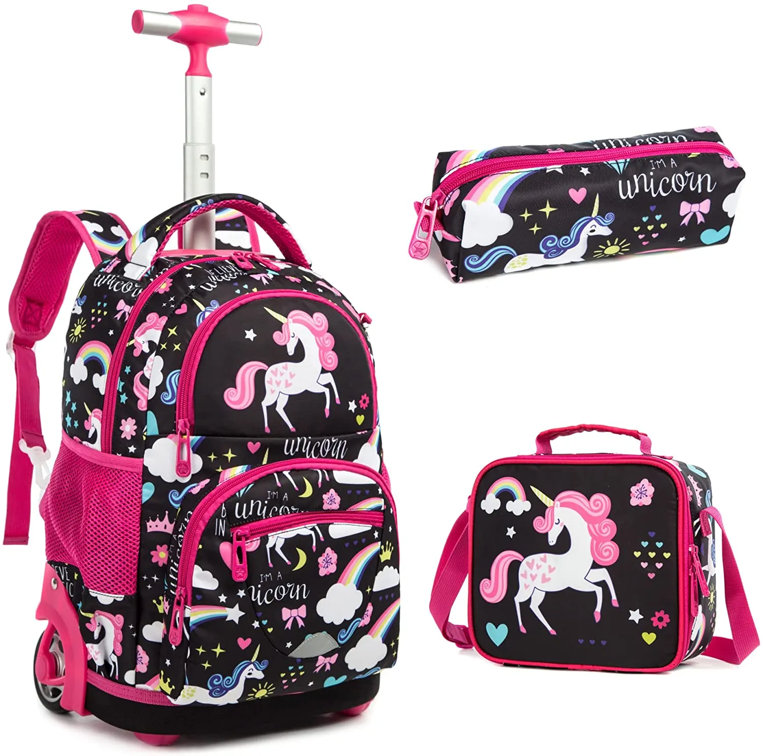 Kids 16-inch Rolling Luggage Bags School Backpack Set